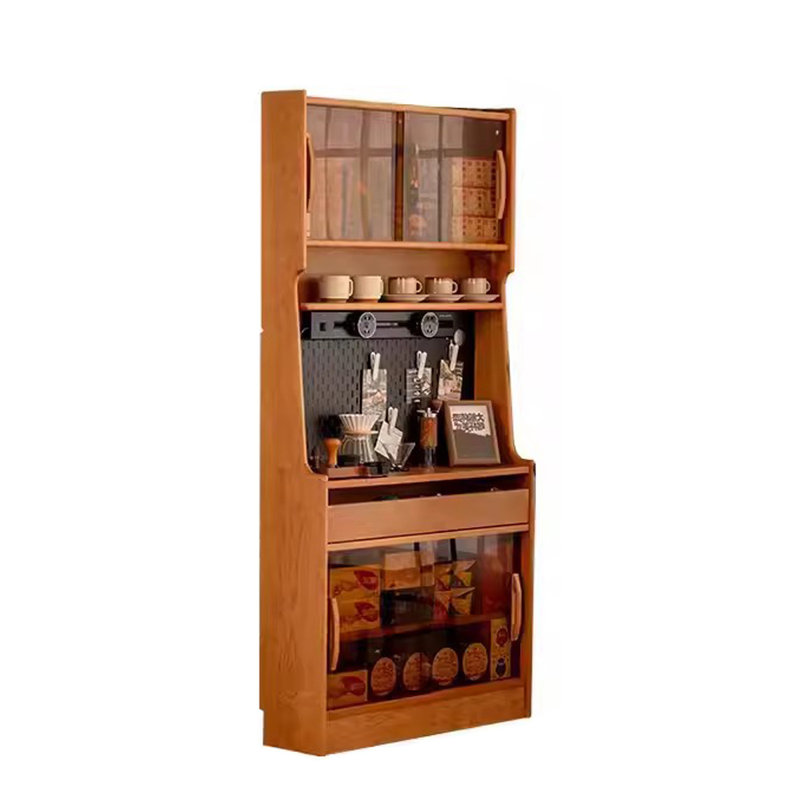 Armoire alimentaire étroite en bois massif à usage domestique
