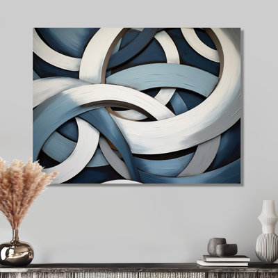Blue And White Whirling Rings I - Abstract Wall Art Living Room
