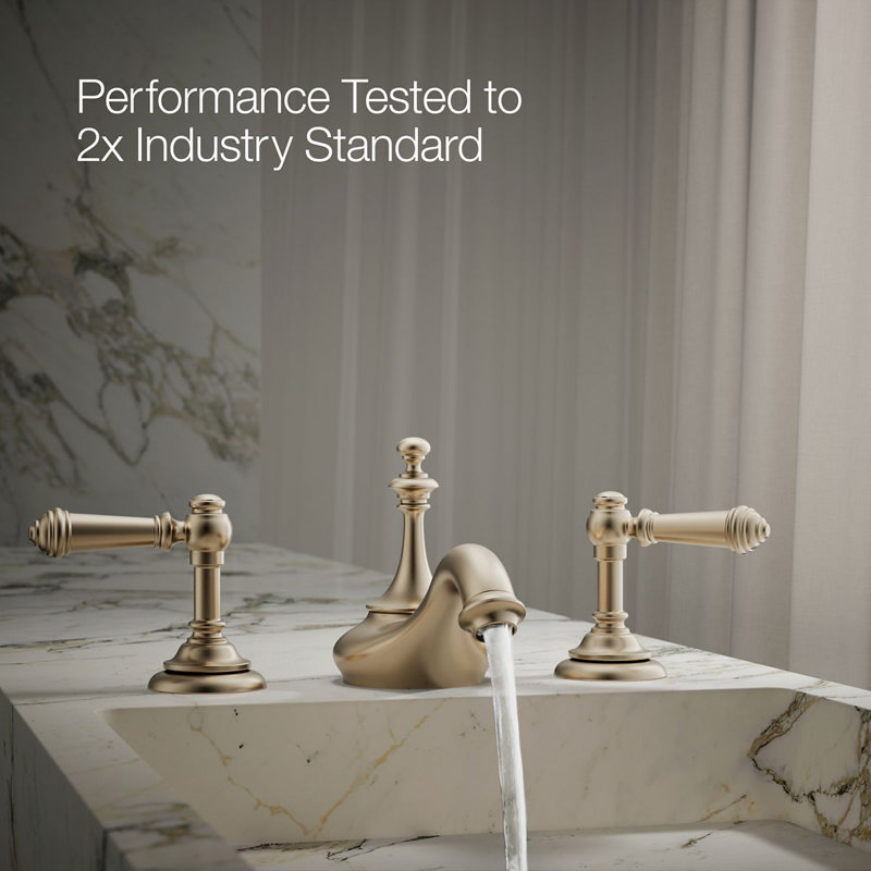 Artifacts® Widespread Faucet Bathroom Sink with Drain Assembly, Vibrant Brushed Bronze
