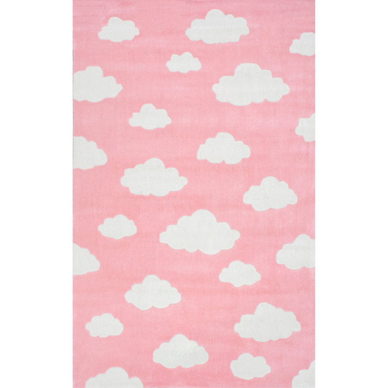 Tapis rose touffeté fabriqué à la main Abbas Cloudy Sachiko, Rectangle 3 pi 6 po x 5 pi 6 po