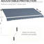Auvent rétractable de 12 pi x 10 pi pour terrasse et eau avec balcon à manivelle réglable, patio, cour, abri de jardin manuel gris anthracite,