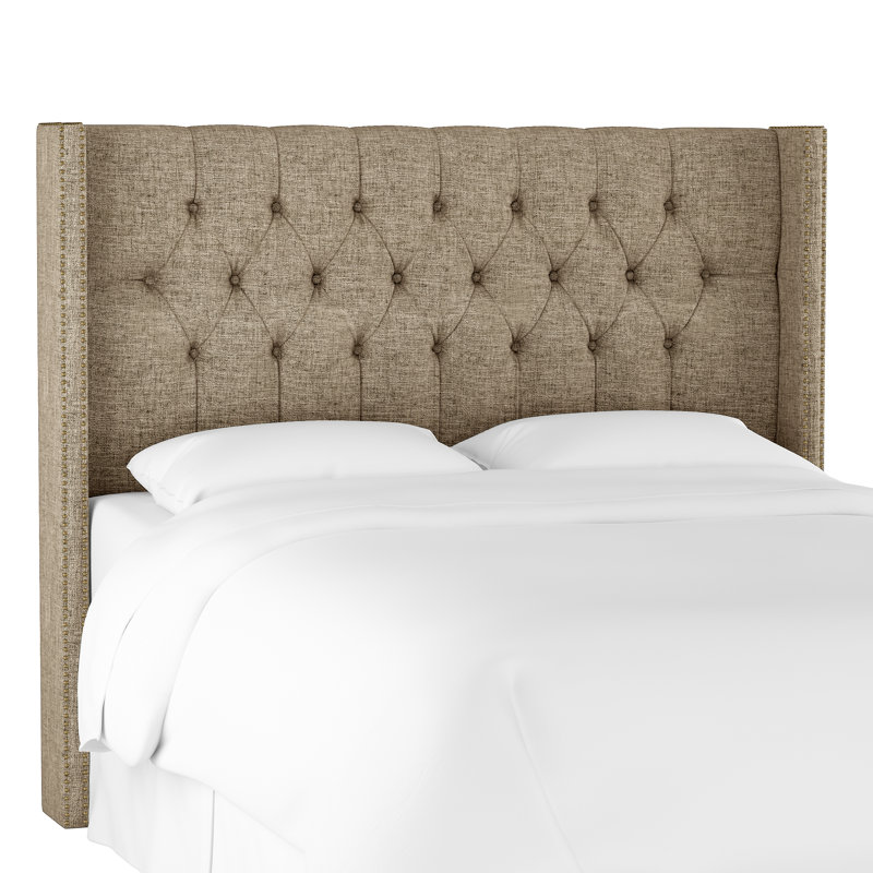 Knighten Upholstered Headboard, Full, Zuma Natural Textured Linen