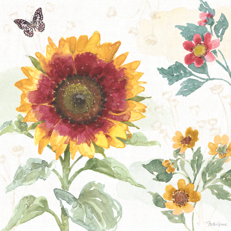 Sunflower Splendor VII by Beth Grove - Wrapped Canvas Painting, 76cm H x 76cm W x 3.8cm D