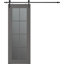 Porte de grange en bois manufacturé et en verre givré 8 Lite avec ensemble de quincaillerie Avon 8 Lite-97196876-97196860