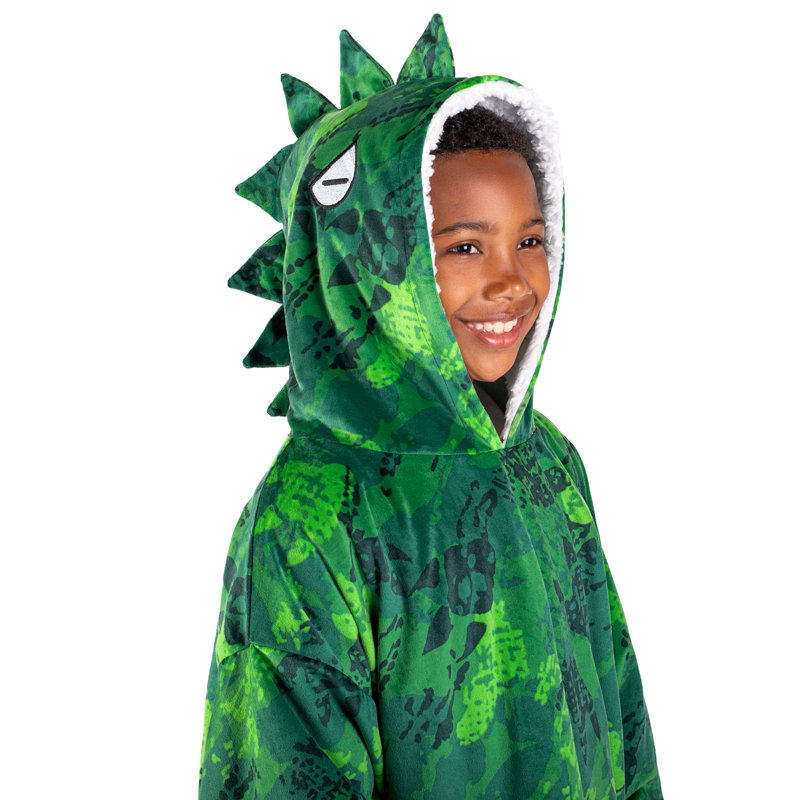 Couverture en sherpa à capuche portable, Dinosaure, Jeunesse
