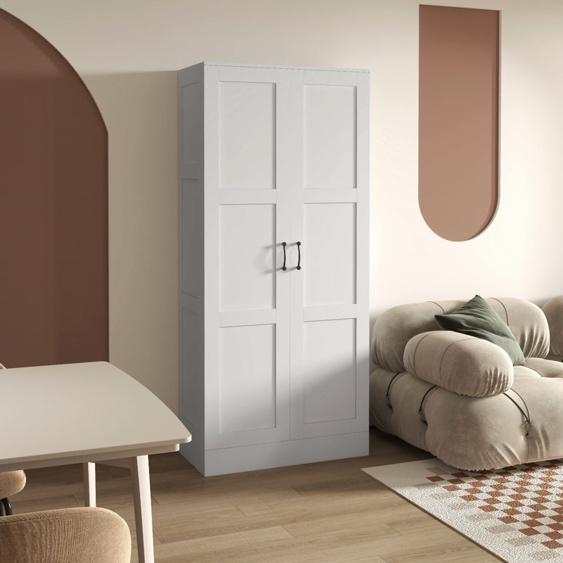 Armoire haute 71 po blanche avec tablettes mobiles et rangement pratique