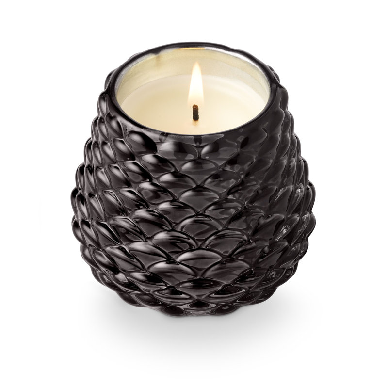 Midnight Pumpkin Glass Pinecone Candle, Black