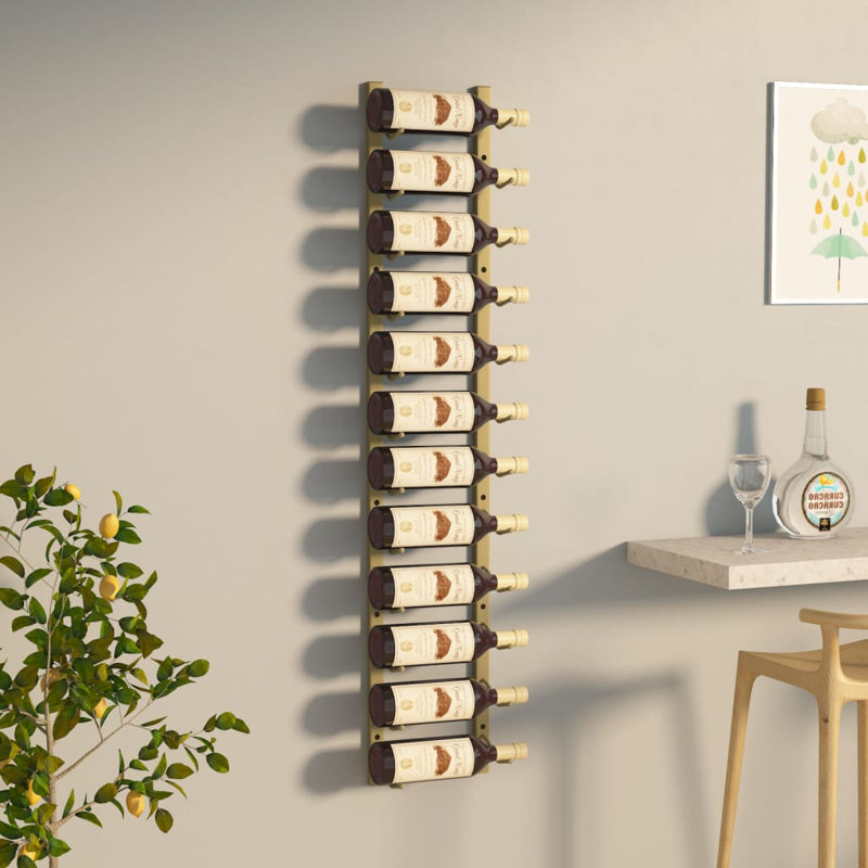 Support de rangement mural pour porte-bouteilles Dellarae, H 45,7 po x l 4,9 po x P 1 po, Or