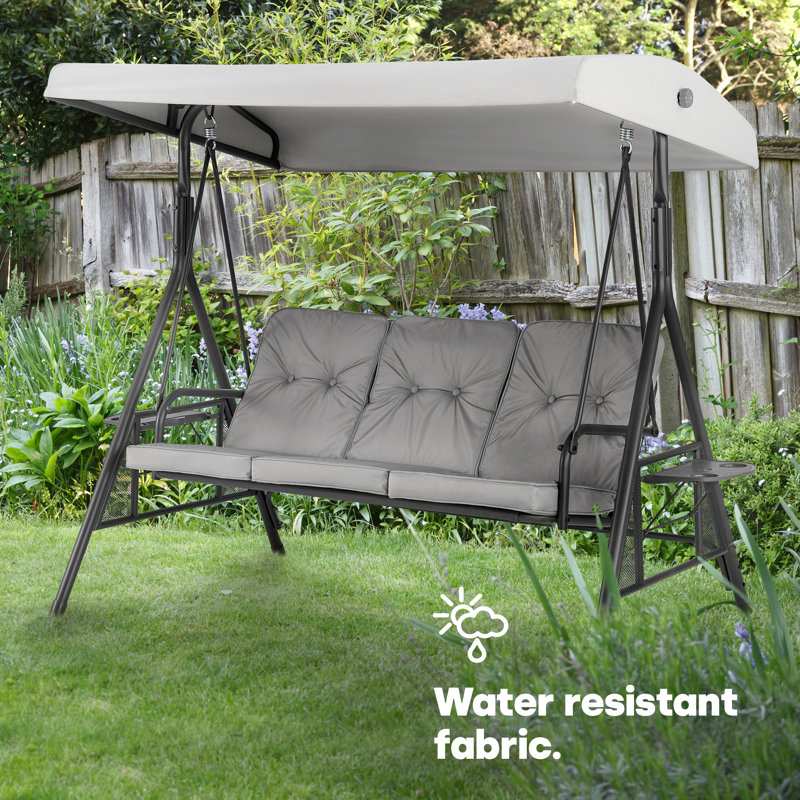 Branwell 3 Person Porch Swing with Canopy, Grey