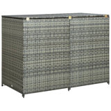 vidaXL Double Wheelie Bin Shed with Lid, Poly Rattan