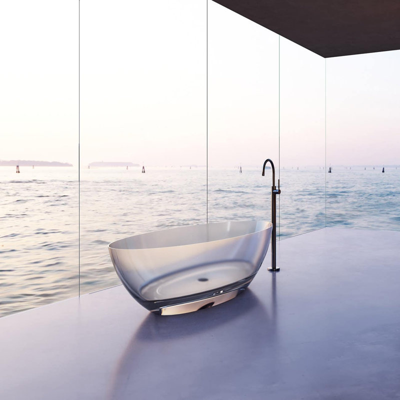 Baignoire autoportante à surface double transparente de 67 po Floki - Transparent