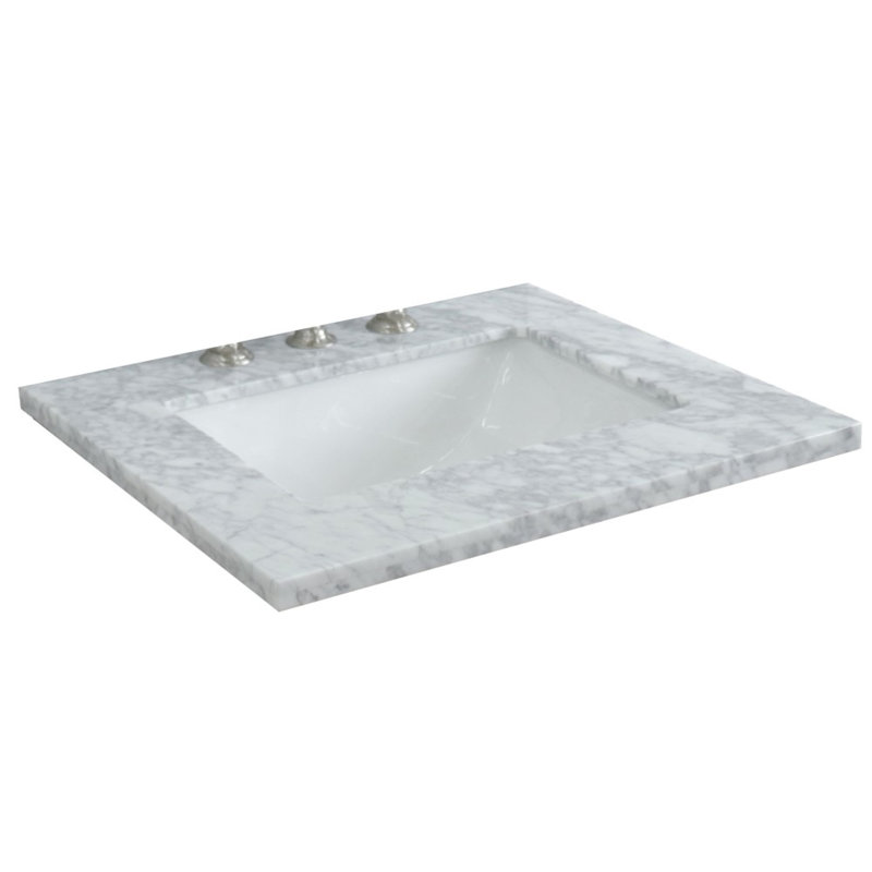 Plateau de meuble-lavabo simple 25 po en blanc avec lavabo