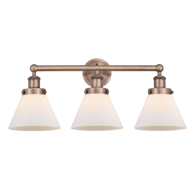 Éclairage pour meuble-lavabo à intensité variable 3 lumières Aritzy, Blanc mat, Cuivre antique