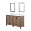 Rustic Barnwood Double Bath Vanity 60 In. W X 22 In. D, White Quartz Top, Faucet Set And 22 In. Mirrors