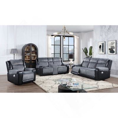 Causeuse et fauteuil inclinables gris / noir