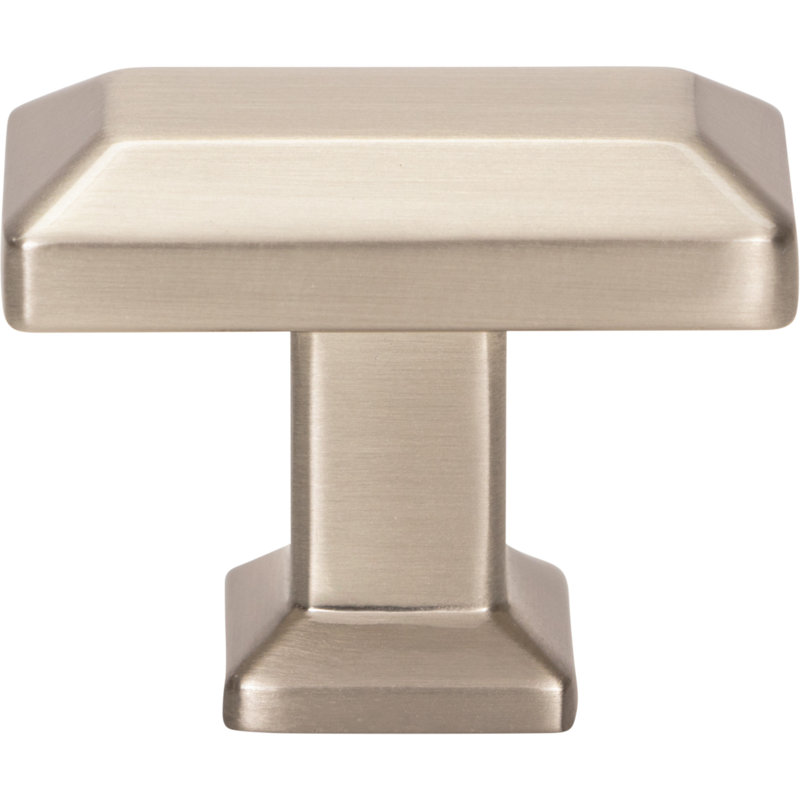 Brushed Nickel Rectangular Transitional Cabinet Knob with Mounting Hardware