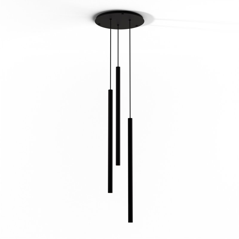 3 - Light LED Pendant, Matte Black