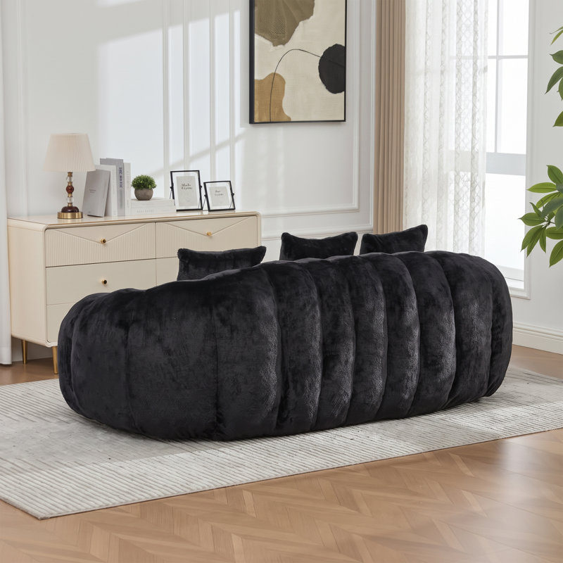 Canapé deux places nuage ultra doux en fausse fourrure de 190 cm, canapé profond surdimensionné en mousse sans os pour salon, beige