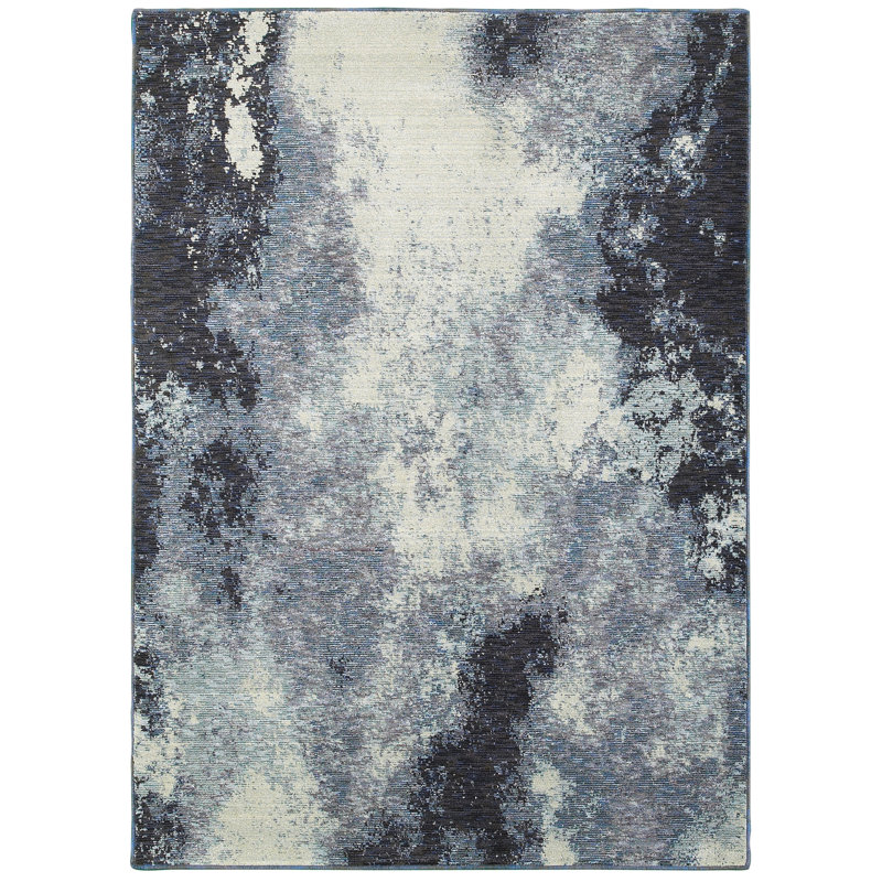 Tapis bleu marine / ivoire Knox, Rectangle 10 pi x 13 pi 2 po