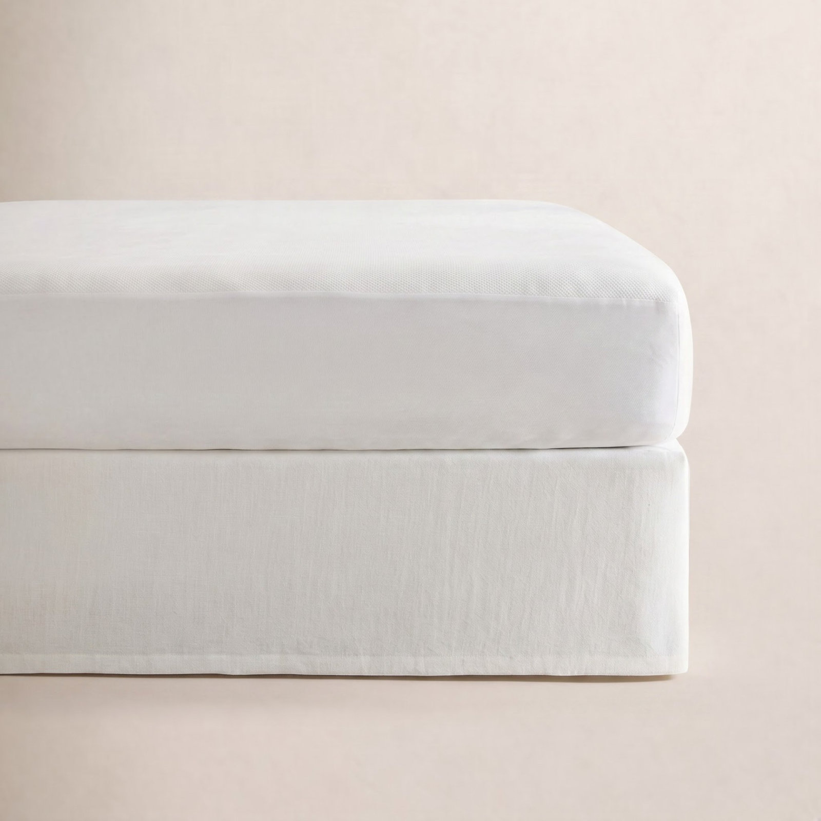 Stone Washed Linen Tailored Bed Skirt, Twin, White