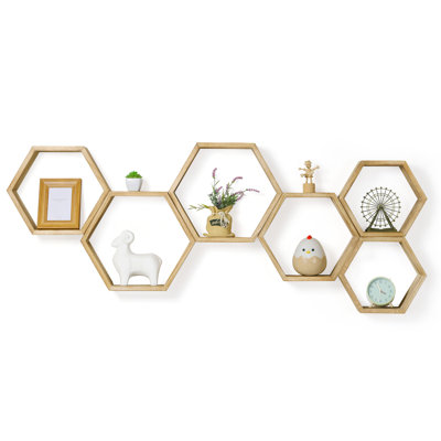 6 Piece Hexagon Floating Shelf
