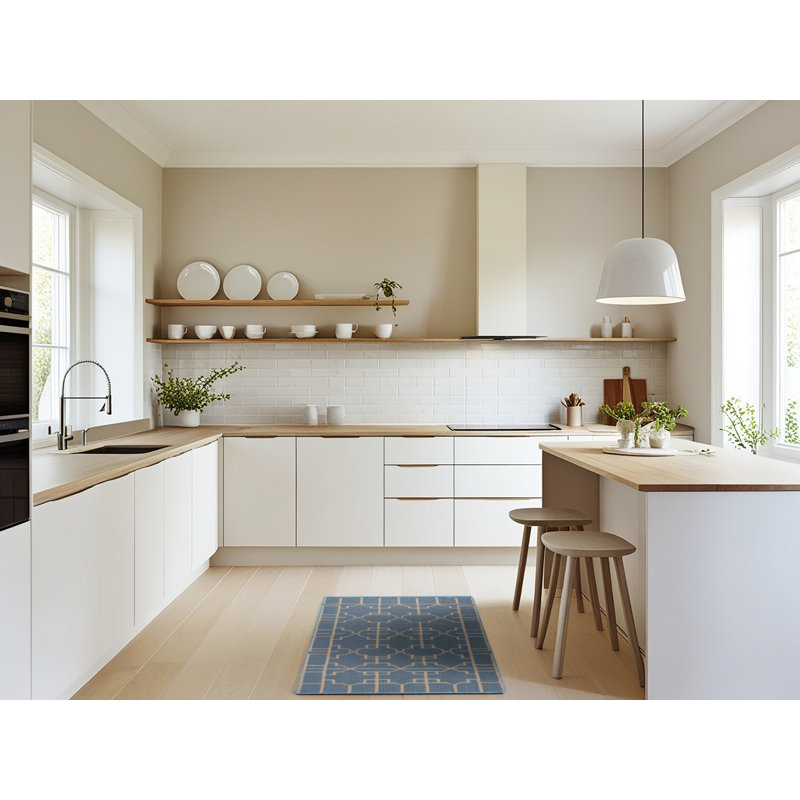 Tapis bleu en treillis lavable à la machine, Tapis de couloir 2 pi x 4 pi