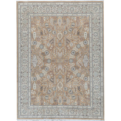 Wool Oriental Area Rug in Brown/Black/Ivory