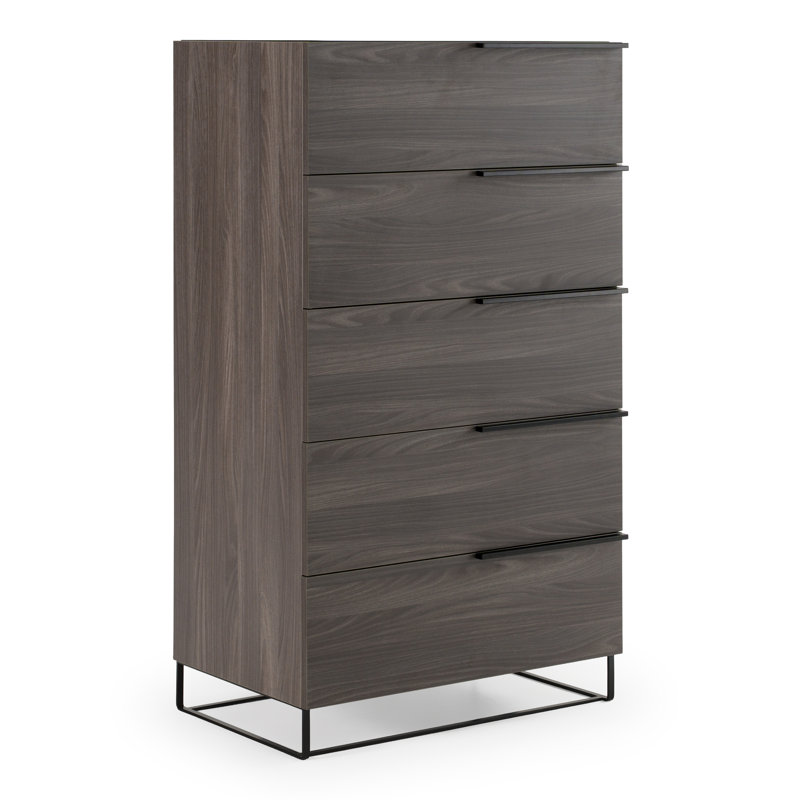 Commode 5 tiroirs Salisbury, Gris