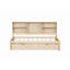 Structure de lit simple avec bibliothèque latérale, deux tiroirs et port USB intégré pour une couleur naturelle-1578941855