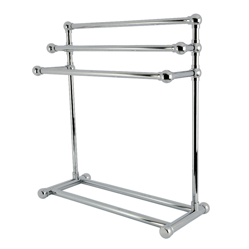 Porte-serviettes sur pied à 3 niveaux 28 pouces Kingston Brass Maximilien, Chrome poli