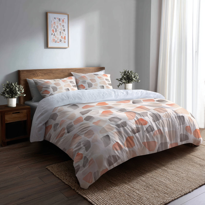 Ensemble de literie moderne 3 pièces - Ensemble de housse de couette en forme de pierre minimaliste noire