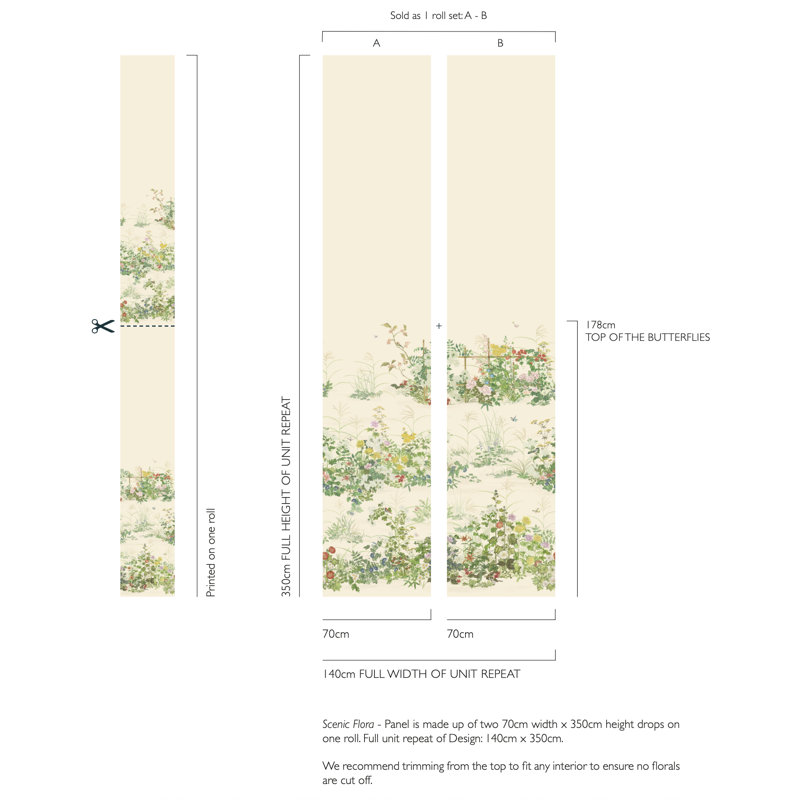Scenic Flora, Natural White, Non-Woven