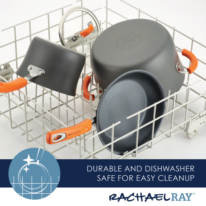 Gray and Orange 14-Piece Nonstick Aluminum Cookware Set