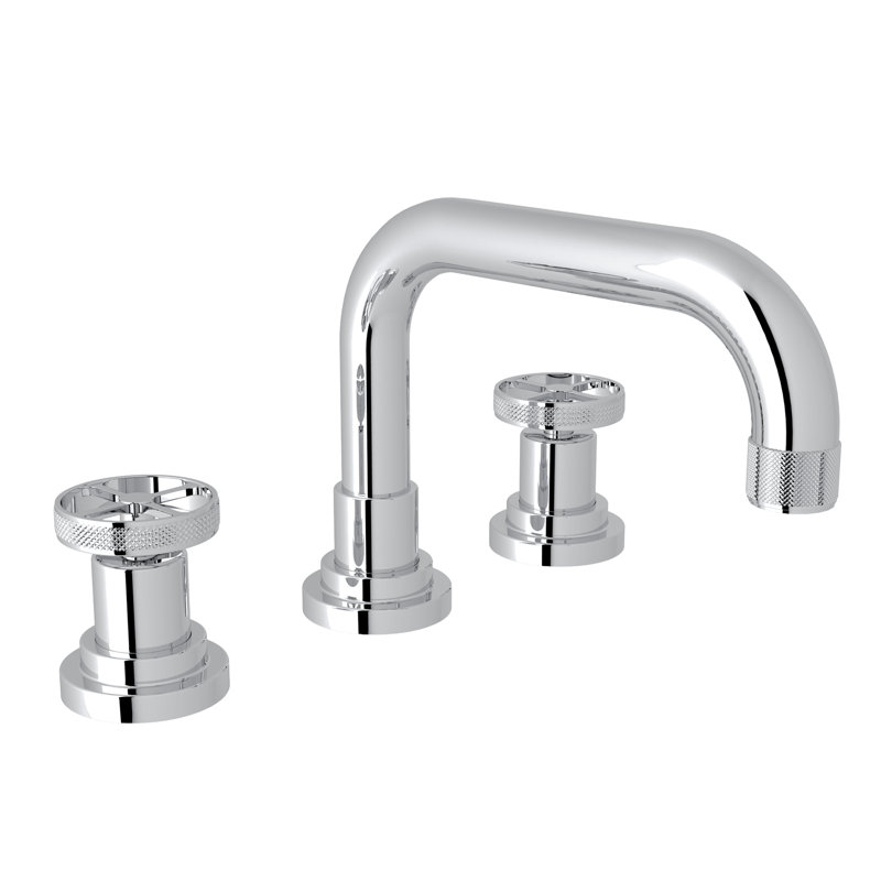 Campo Widespread Lavatory Faucet With U-Spout, Polished Chrome, Wheel Handle