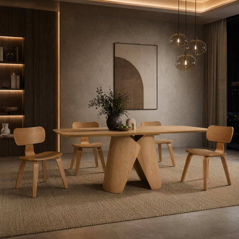 Ensemble de salle à manger 5 pièces Farquhar Aurelia, Oak, 5 Pieces: Table, 4 Chairs