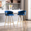 Tabouret de bar 26 po en velours bleu de 26 po avec pieds dorés et repose-pieds, option de siège confortable 2 et classique