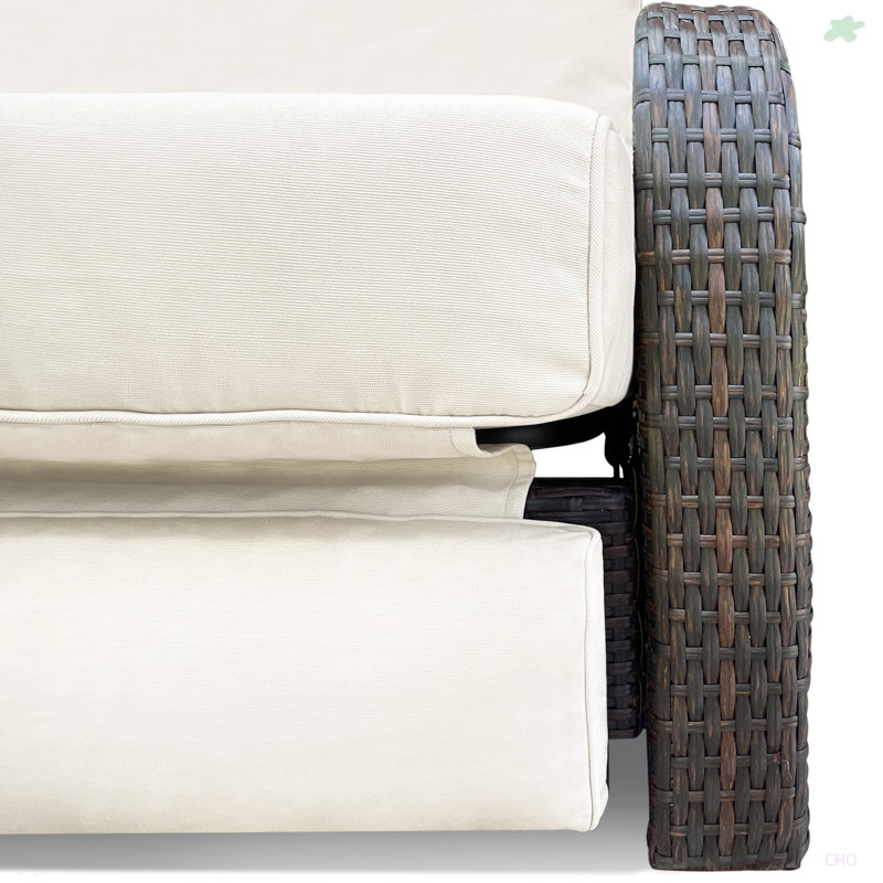 Fauteuil inclinable d'extérieur réglable en osier pour l'extérieur, Beige, Noir