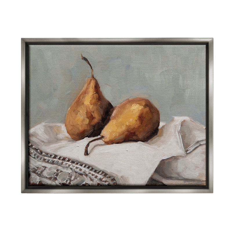 "Traditional Pears Still Life" par Marian Parsons sur toile, Cadre flottant gris lustré, H 17 po x l 21 po