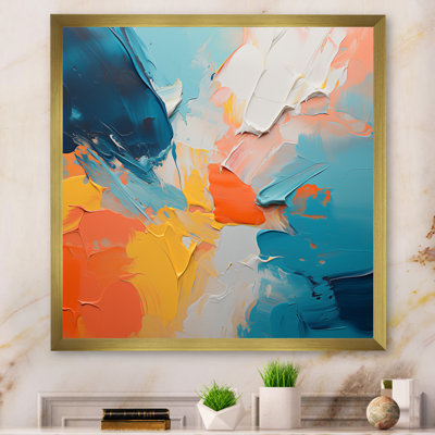 «Blue and Orange Paint Abstract Expression 3», art mural abstrait