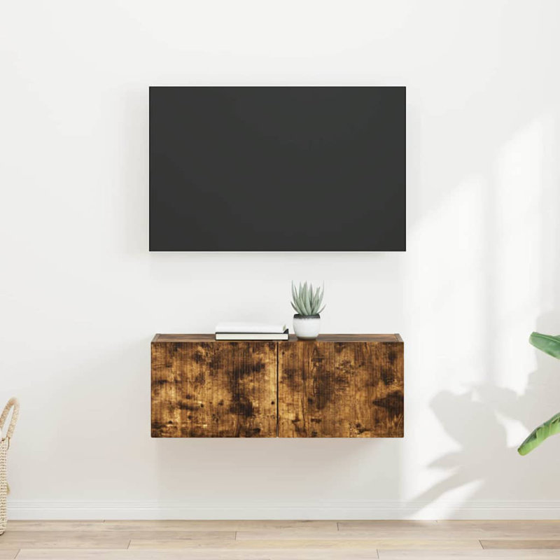 Unfinished TV Stand, 29.5cm H x 39cm L x 31cm W, Smoked Oak