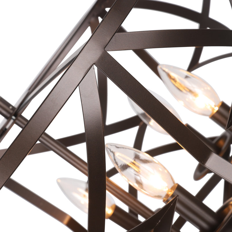 Lustre tambour 5 lumières Geraldo, Bronze huilé, Bronze huilé