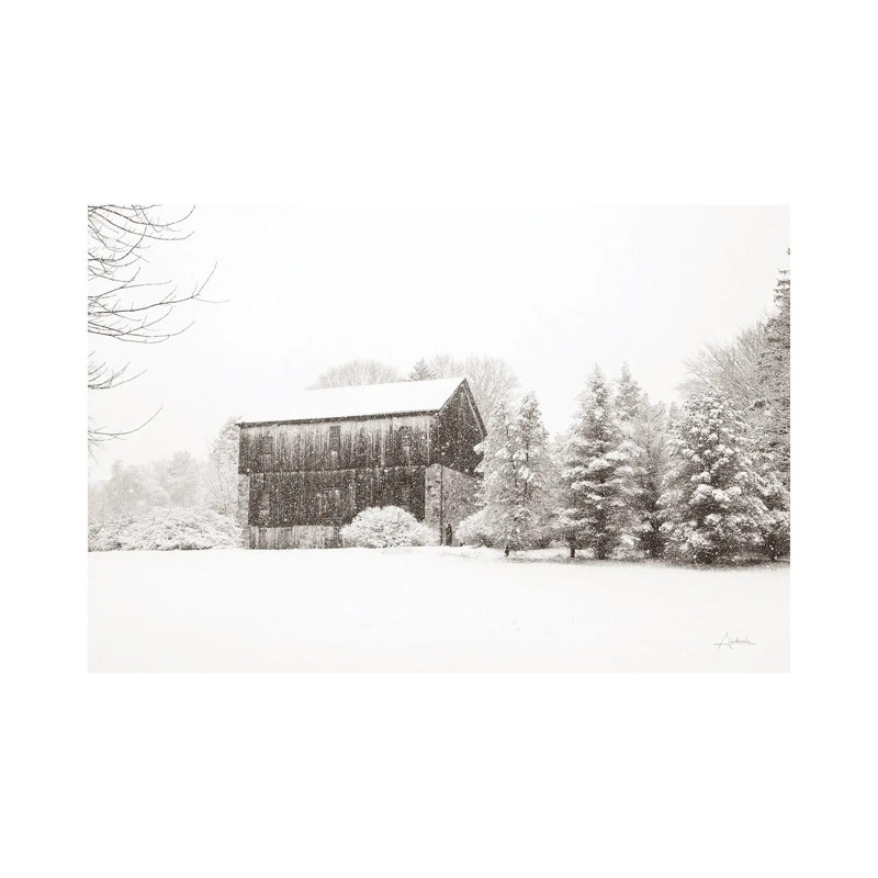 First Snow Bw Crop 1 Piece Wrapped Canvas Wall Art, 30.48 cm H x 45.72 cm W