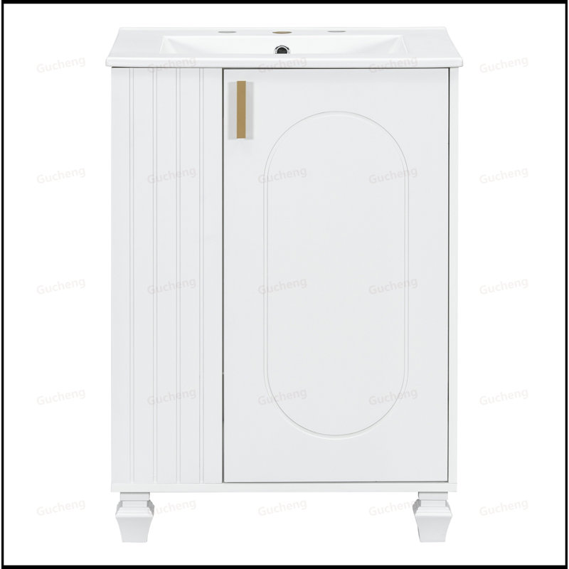 Meuble-lavabo 24 po avec rangement latéral ouvert, Blanc