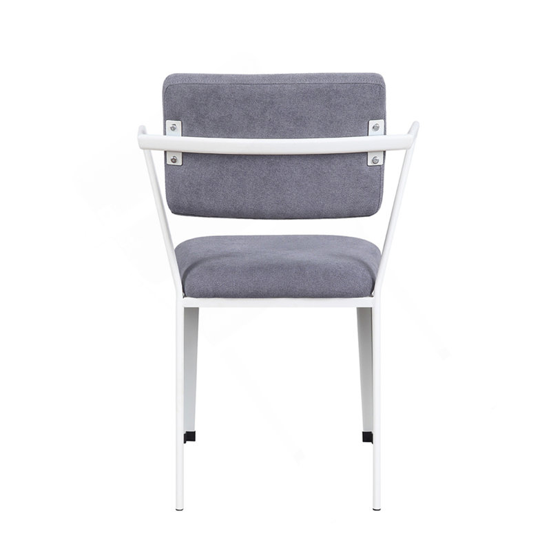 Chaise de bureau en métal avec coussin rembourré, gris et blanc