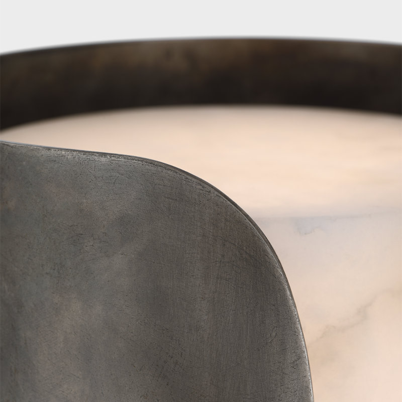 Anne-Marie Barton Armise 18" Sconce with Alabaster, 29" H x 7" W x 7.75" D, Mottled Pewter