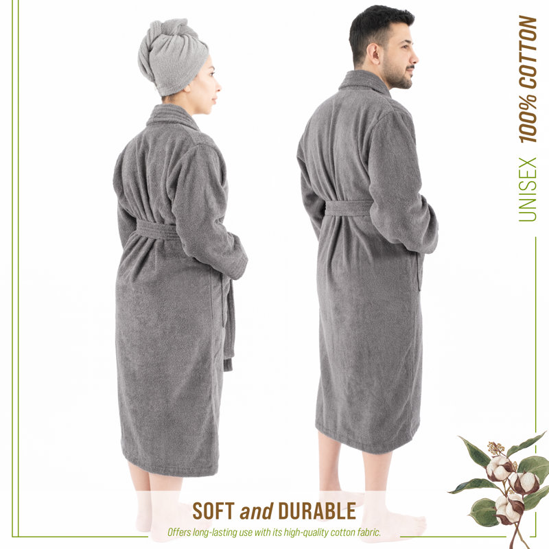 Gray Large Unisex Cotton Linen Turkish Bathrobe