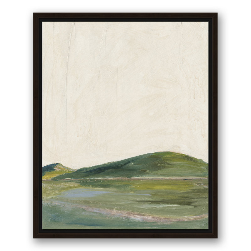 Abstrait vert - peinture, H 21,75 po x l 17,75 po x P 1,75 po, Toile brune avec cadre flottant