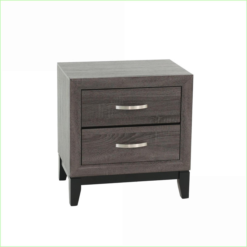 Table de chevet avec rangement à 2 tiroirs en chêne gris rustique rustique