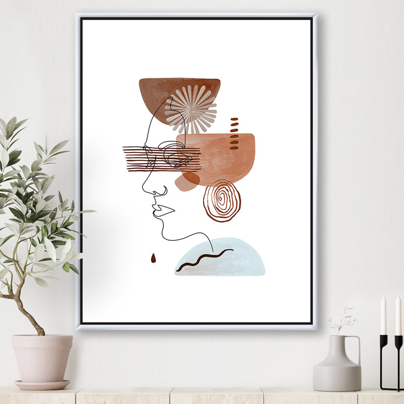 Minimal Compositions of Abstract faces II - reproduction sur toile, H 46 po x l 36 po x P 1,5 po, Toile encadrée d'or