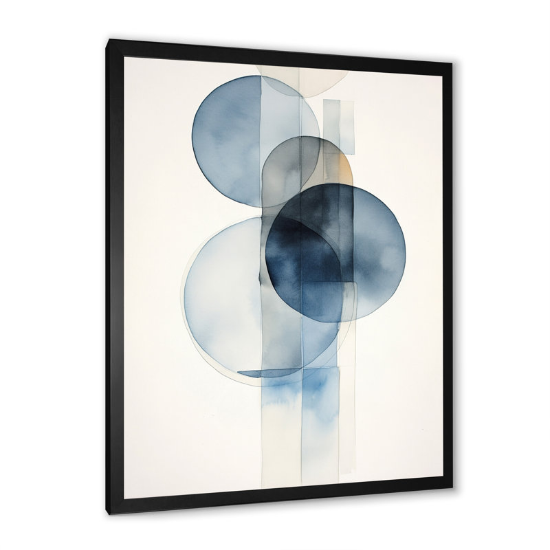 Circular Simplicity aquarelle en bleu rétro - art mural moderne sur toile géométrique, H 32 po x l 24 po x P 1 po